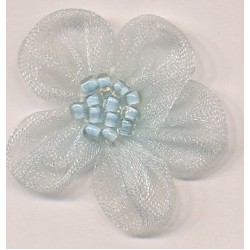 Organza Flower with Little Beads - Light Blue